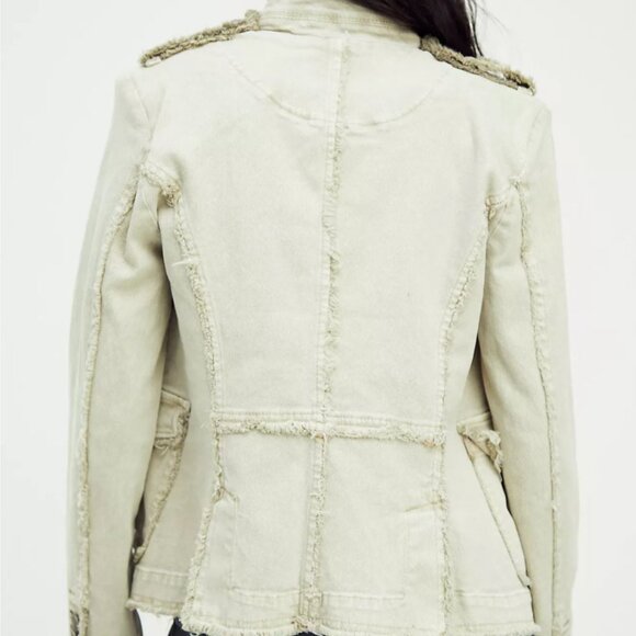 Military Femme | Free People Denim Captains Blazer in Deep Grey | Pewter | Sz XS - Picture 16 of 16